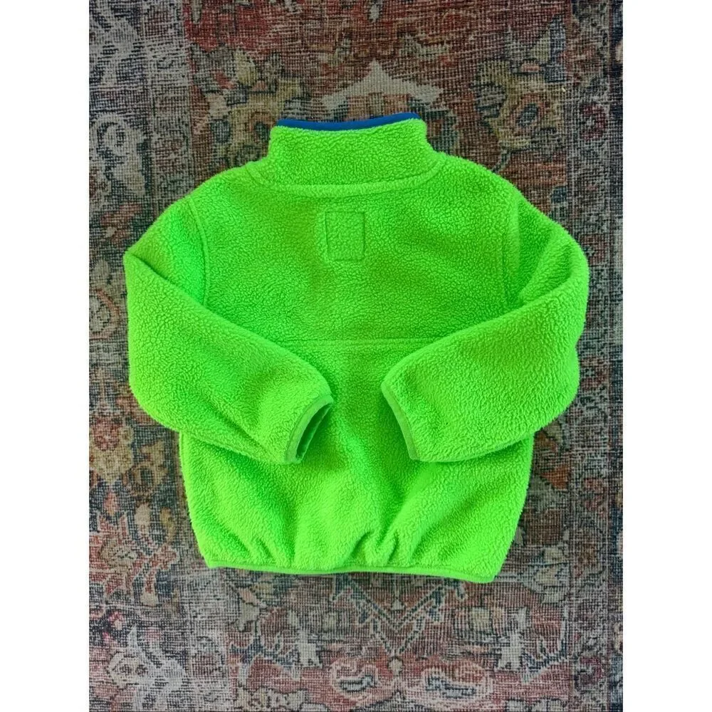 Gap 2T Kids Arctic Fleece Mockneck Pullover in electric green neon